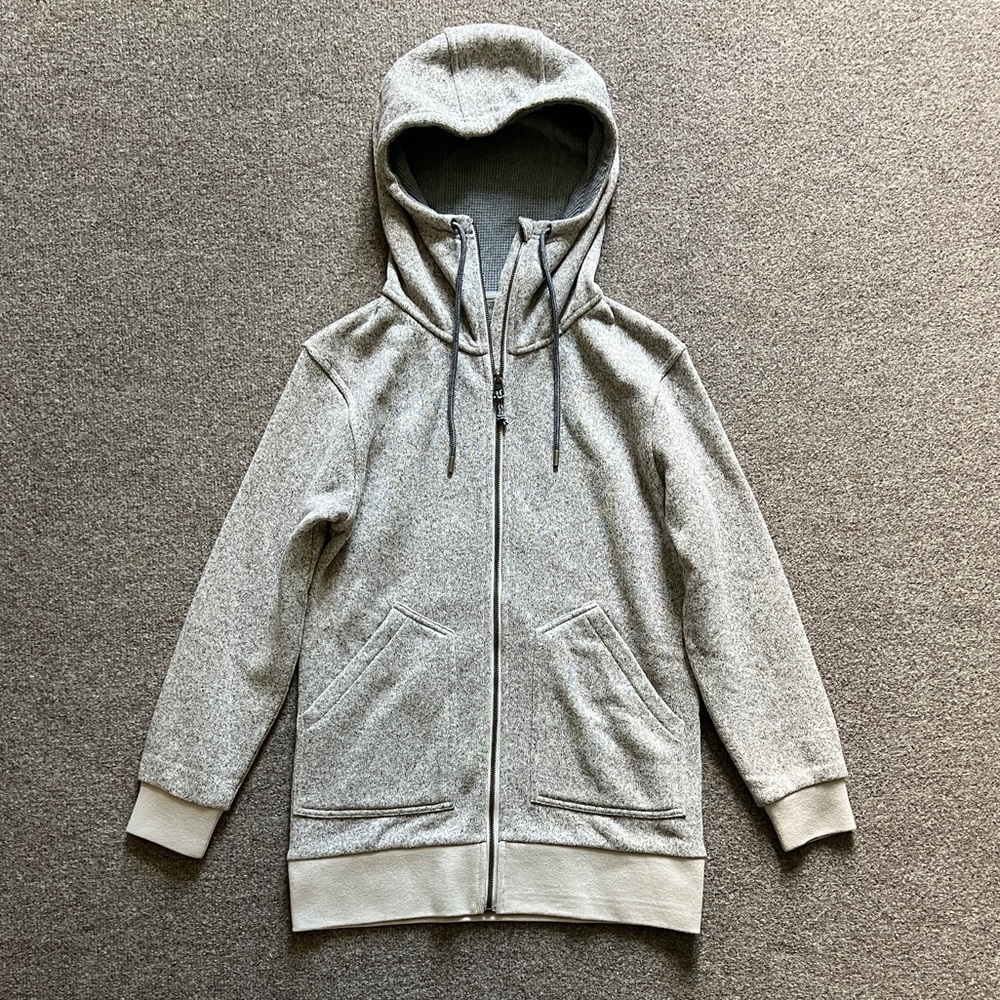 Burton Heather Grey Minxy Hooded Funnel Neck Long Zip Up Sweatshirt Women’s S